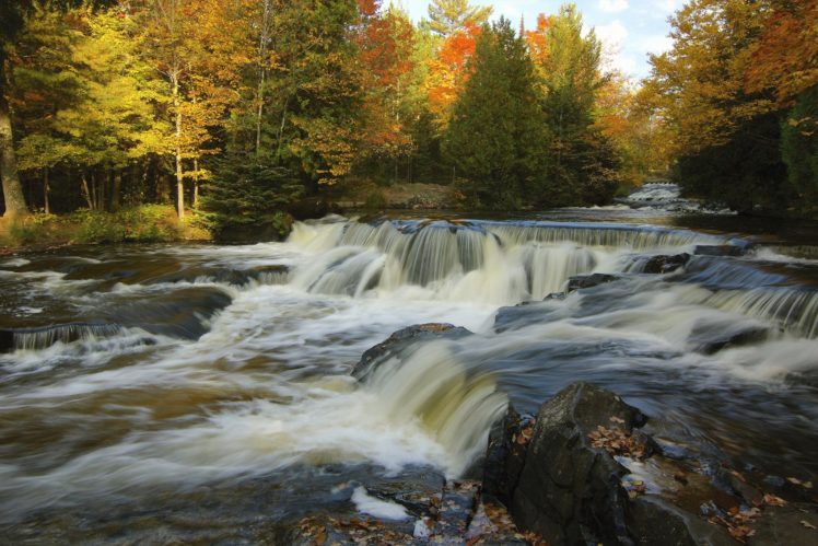 waterfalls, Rivers, Autumn, Nature HD Wallpaper Desktop Background