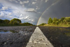 asphalt, Rainbow, Clouds, Nature