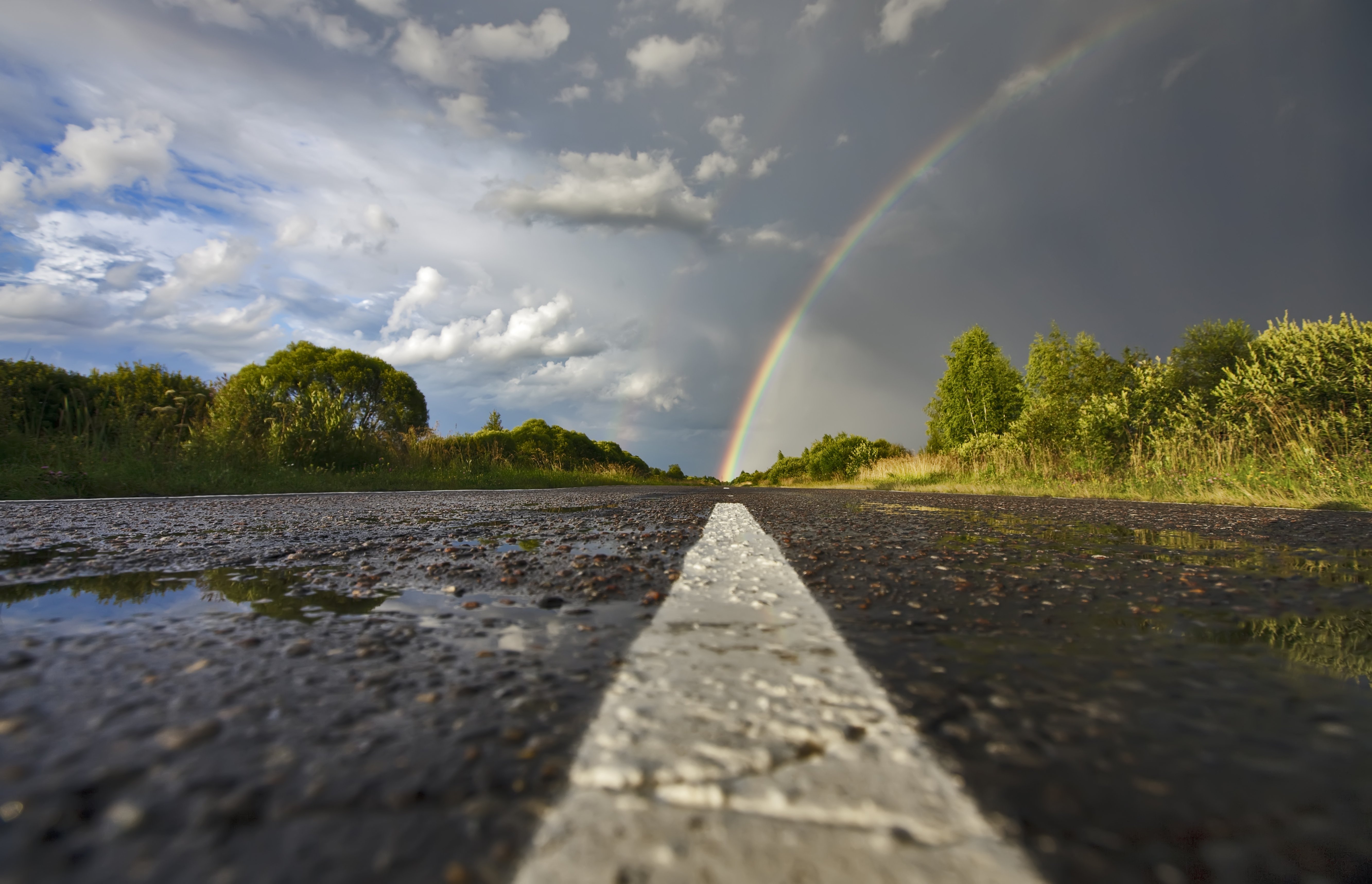 asphalt, Rainbow, Clouds, Nature Wallpaper