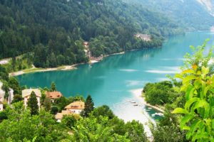 italy, Rivers, Forests, Houses, Scenery, Molveno, Nature