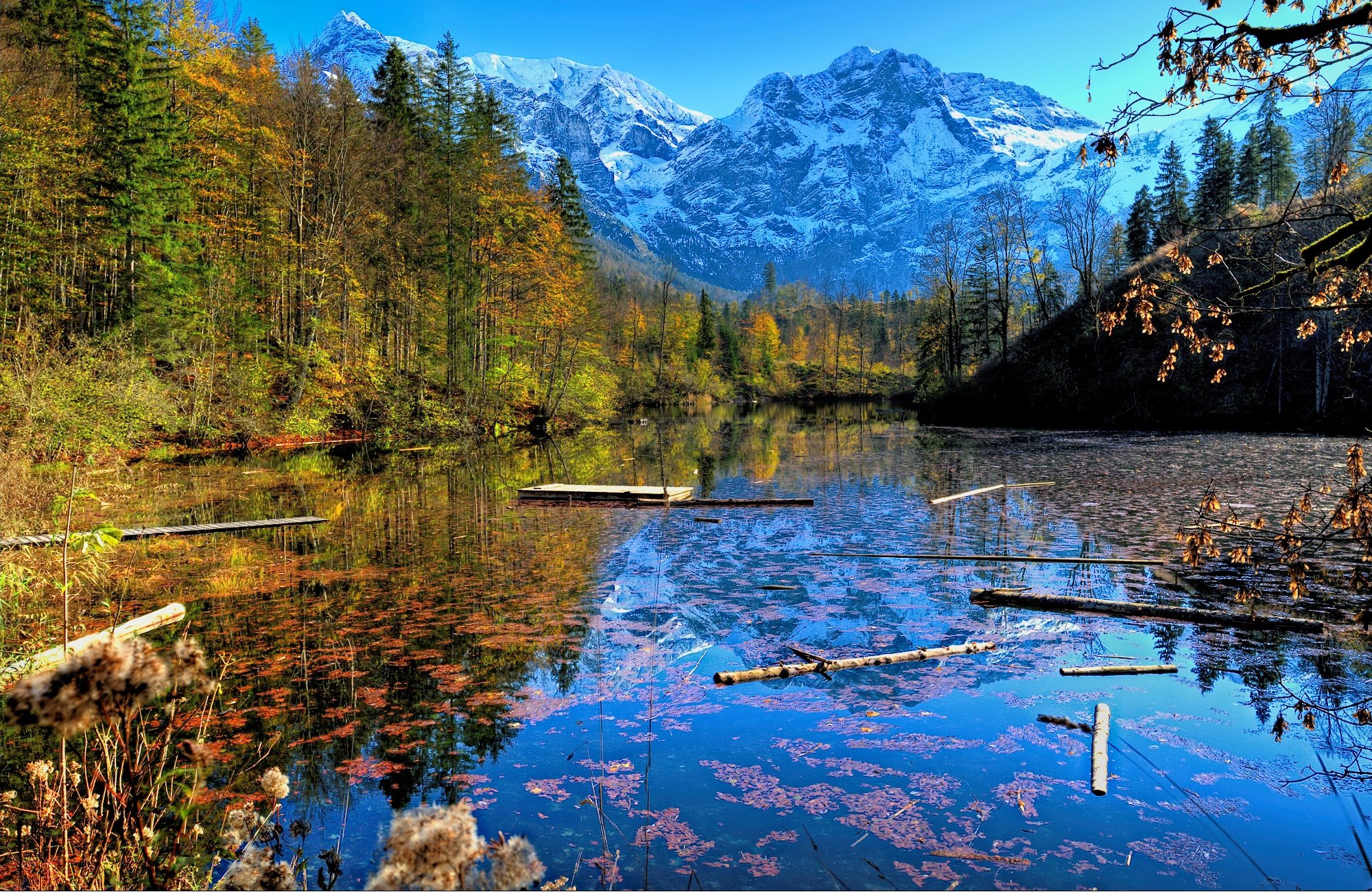 austria, Scenery, Mountains, Rivers, Forests, Autumn, Salzkammergut, Nature Wallpaper