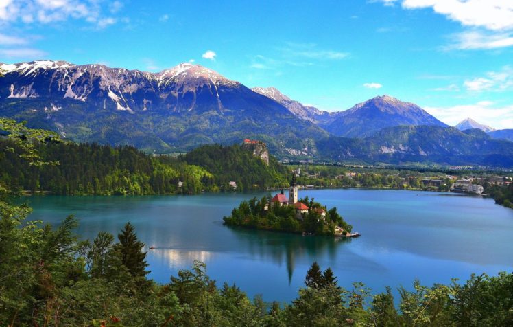 mountains, Lake, Scenery, Slovenia, Bled, Nature HD Wallpaper Desktop Background