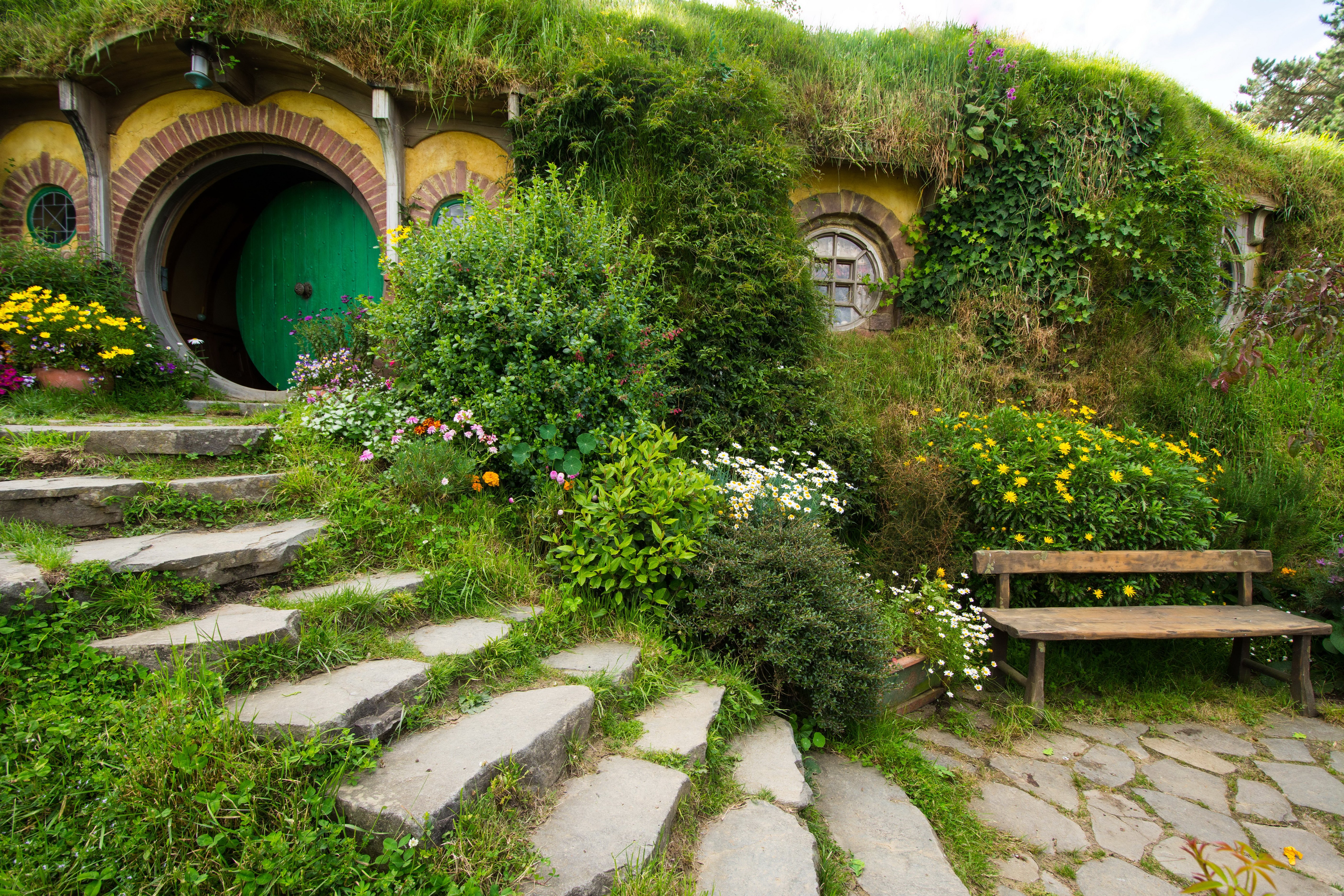 new, Zealand, Parks, Stairs, Shrubs, Bench, Matamata, Hobbiton, Park, Nature Wallpaper