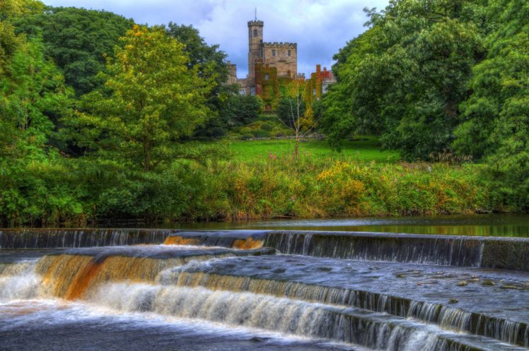 waterfalls, Rivers, England, Castles, Hdr, Hornby, Castle, Nature HD Wallpaper Desktop Background