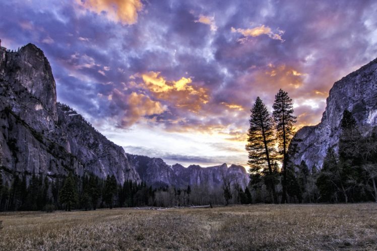 sky, Mountains, Evening, Usa, Parks, Clouds, Yosemite, Nature HD Wallpaper Desktop Background