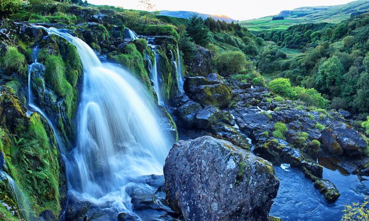 scotland, Waterfalls, Stones, Moss, Loup, Of, Fintry, Nature HD Wallpaper Desktop Background