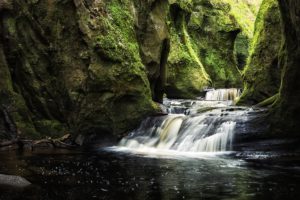 scotland, Waterfalls, Crag, Moss, Finnich, Nature