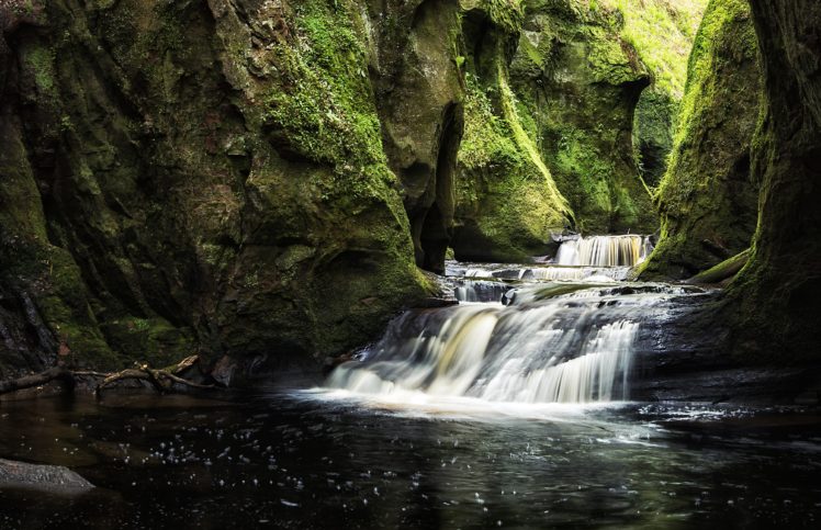 scotland, Waterfalls, Crag, Moss, Finnich, Nature HD Wallpaper Desktop Background