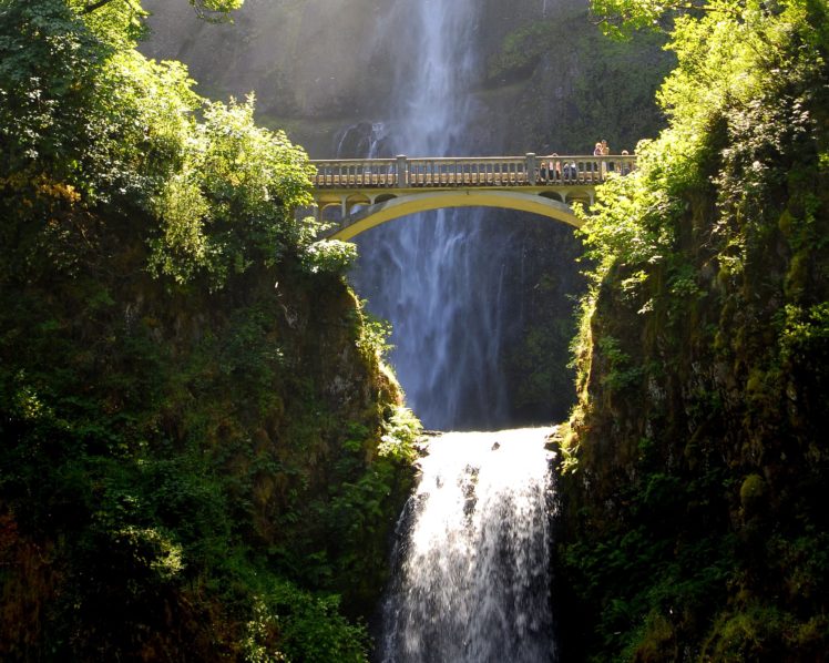 usa, Waterfalls, Bridges, Crag, Shrubs, Multnomah, Waterfalls, Nature HD Wallpaper Desktop Background