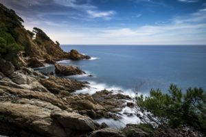 spain, Coast, Scenery, Stones, Sea, Crag, Blanes, Catalonia, Nature