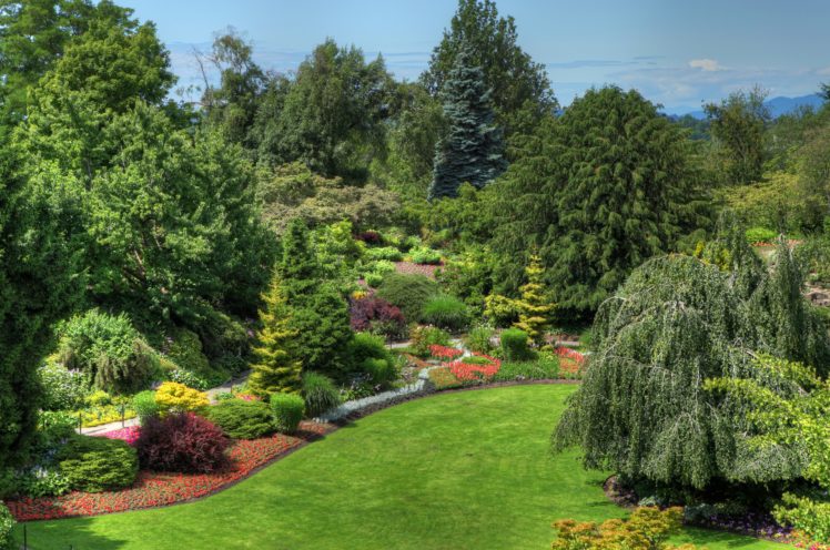 canada, Gardens, Vancouver, Lawn, Shrubs, Trees, Queen, Elizabeth, Garden, Nature HD Wallpaper Desktop Background