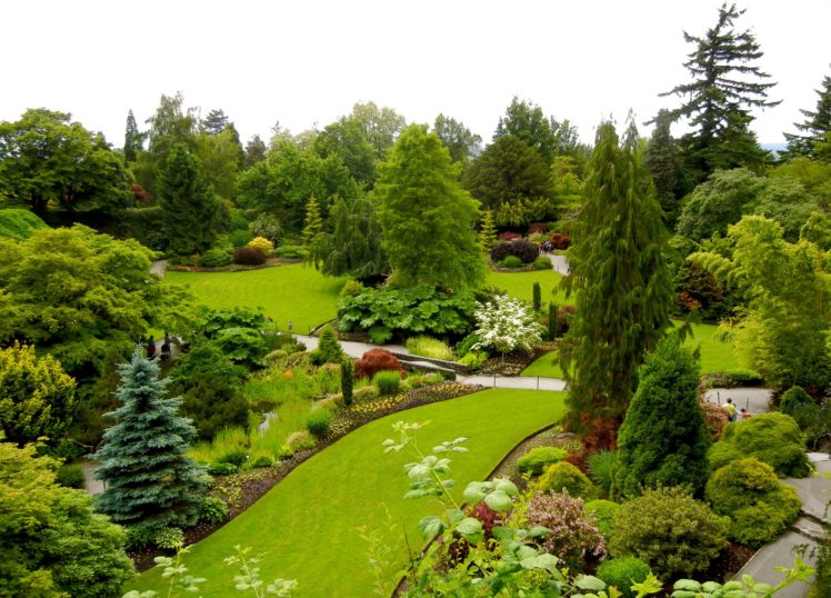 canada, Gardens, Vancouver, Trees, Lawn, Shrubs, Fir, Queen, Elizabeth, Garden, Nature HD Wallpaper Desktop Background