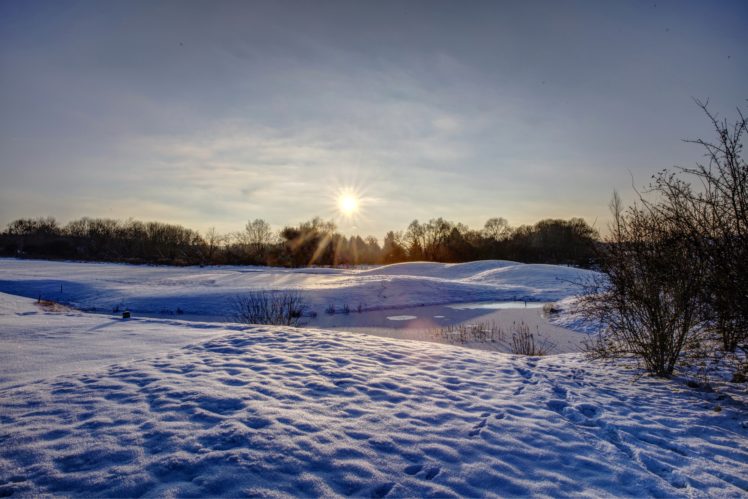winter, Sunrises, And, Sunsets, Snow, Nature HD Wallpaper Desktop Background