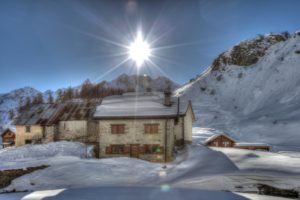 italy, Winter, Mountains, Houses, Alps, Snow, Rays, Of, Light, Nature