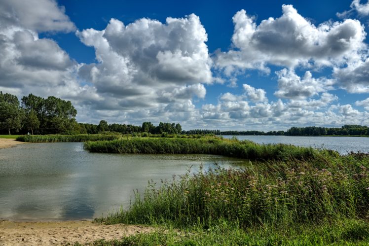 netherlands, Scenery, Rivers, Sky, Clouds, Grass, Alkmaar, Nature HD Wallpaper Desktop Background