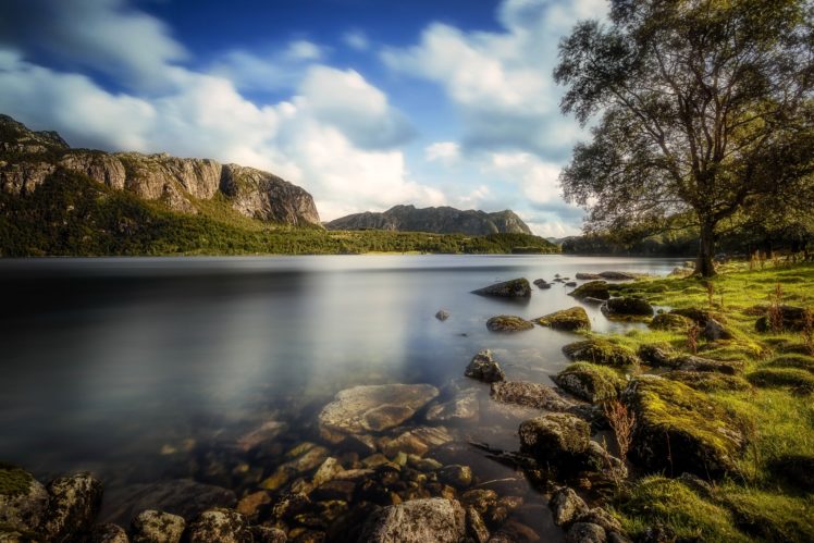 norway, Mountains, Rivers, Stones, Sky, Scenery, Trees, Moss, Bjerkreim, Rogaland, Nature HD Wallpaper Desktop Background