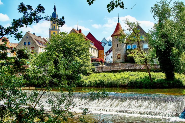 germany, Houses, Waterfalls, Crailsheim, Cities HD Wallpaper Desktop Background