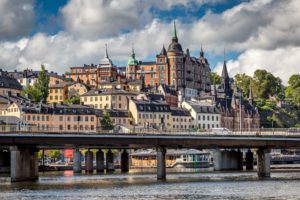stockholm, Sweden, Houses, Rivers, Bridges, Clouds, Cities