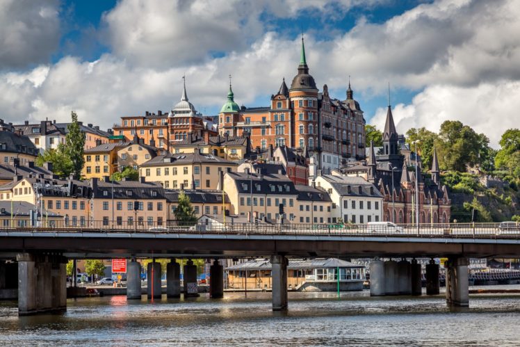 stockholm, Sweden, Houses, Rivers, Bridges, Clouds, Cities HD Wallpaper Desktop Background