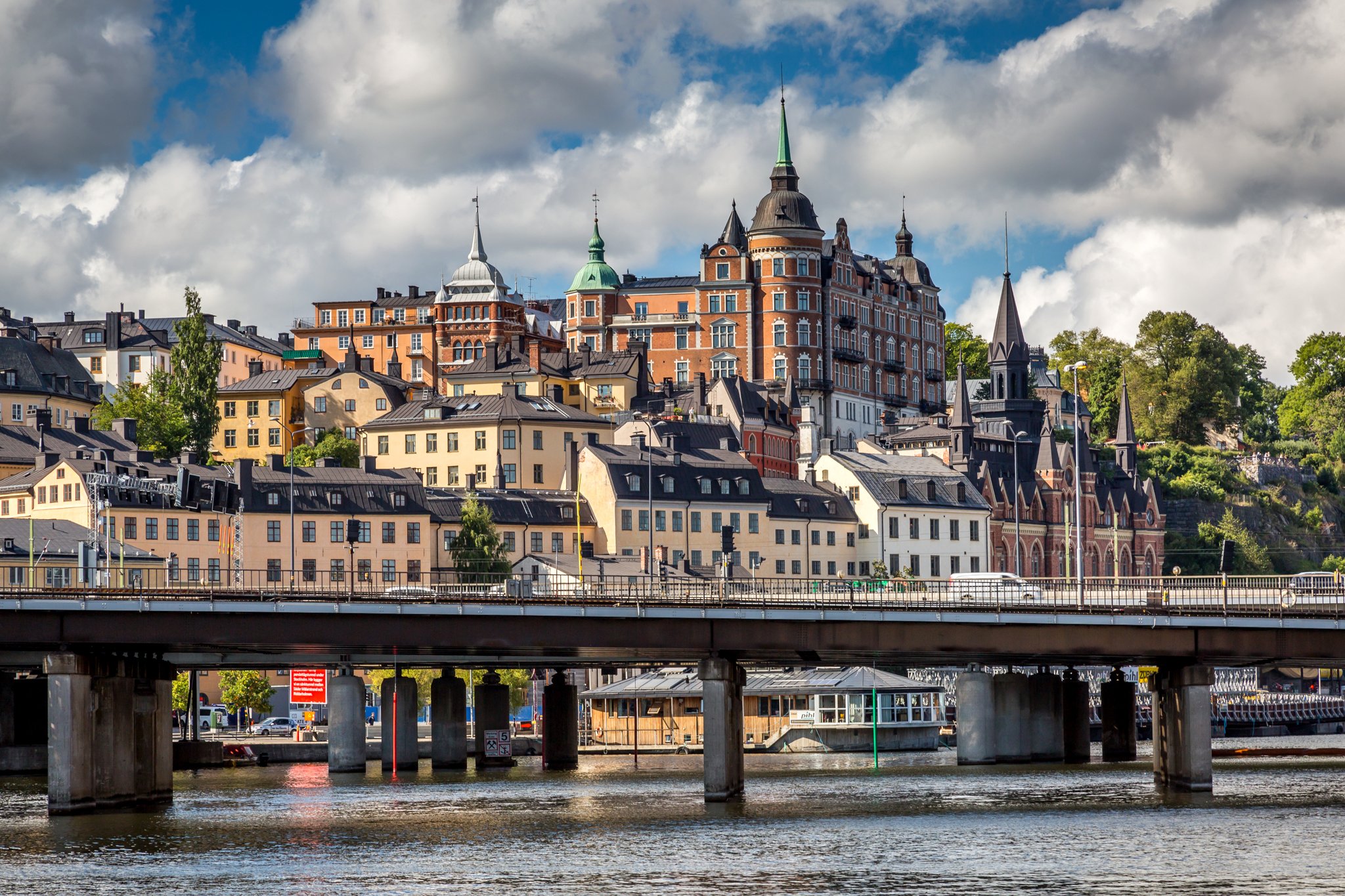 stockholm, Sweden, Houses, Rivers, Bridges, Clouds, Cities Wallpaper