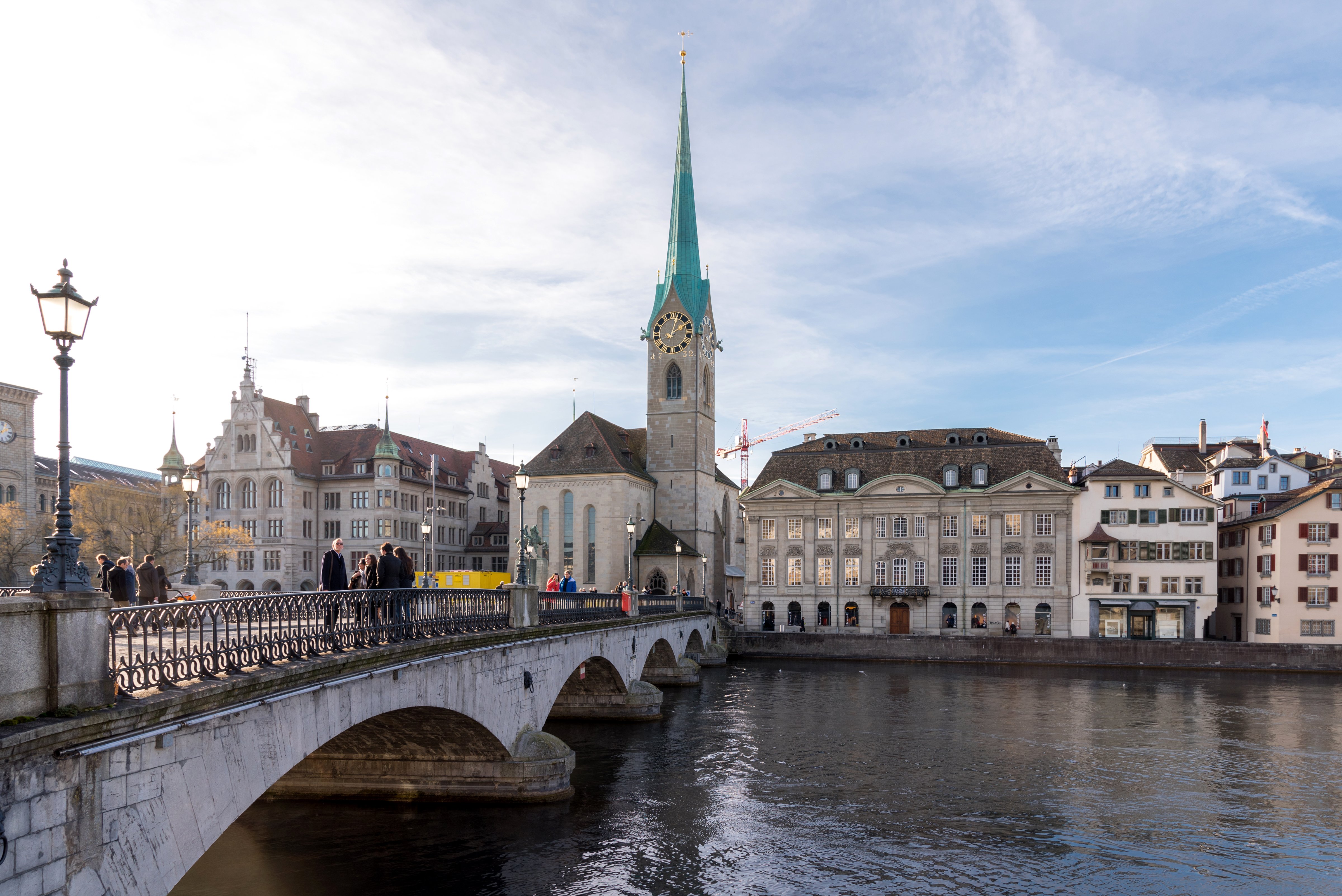 switzerland, Houses, Rivers, Bridges, Temples, Street, Lights, Zurich, Cities Wallpaper