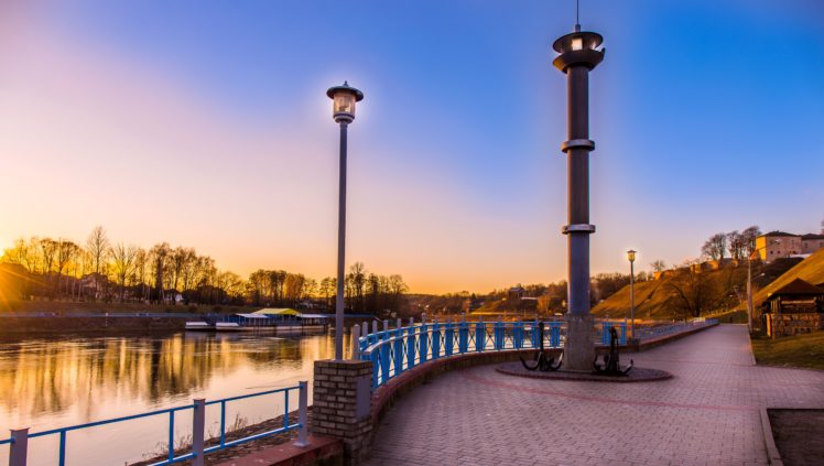 belarus, Rivers, Coast, Monuments, Street, Lights, Grodno, Cities HD Wallpaper Desktop Background