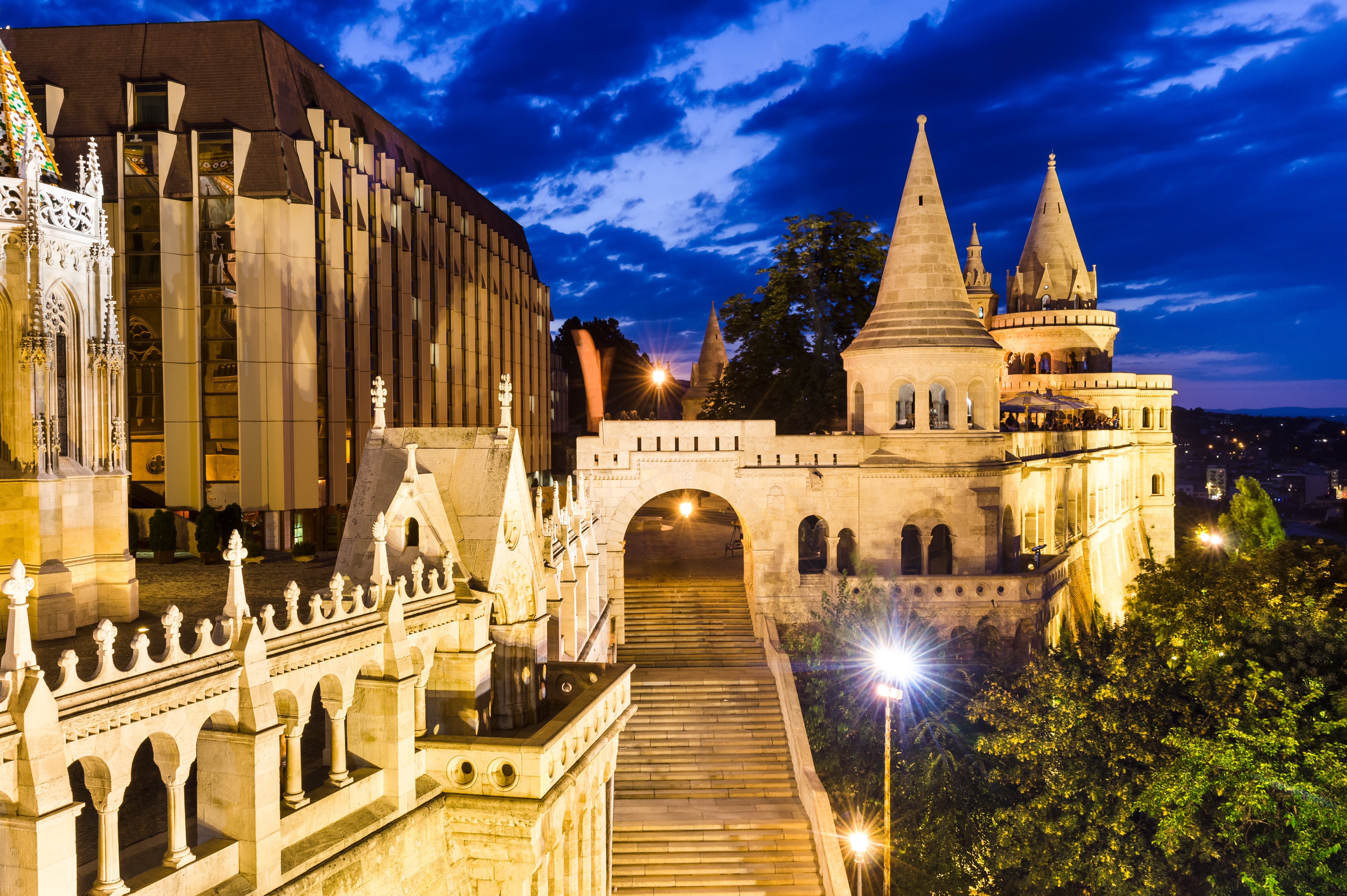 castles, Budapest, Night, Stairs, Cities Wallpaper