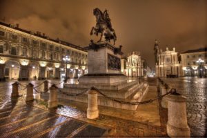 monuments, Night, Piazza, San, Carlo, Turin, Cities