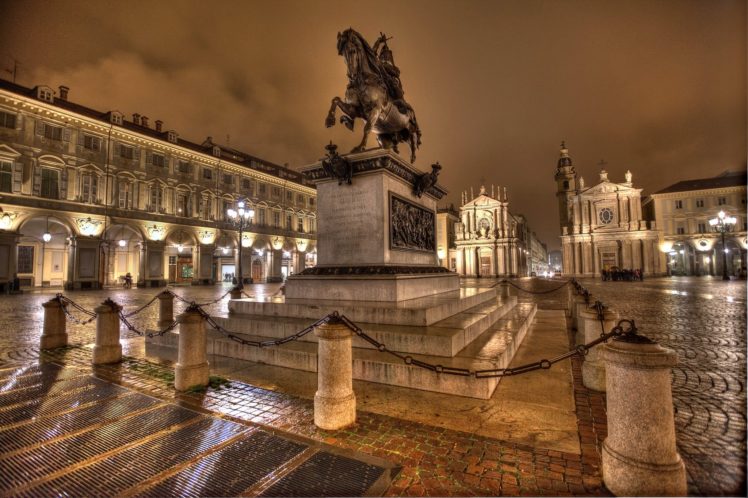 monuments, Night, Piazza, San, Carlo, Turin, Cities HD Wallpaper Desktop Background