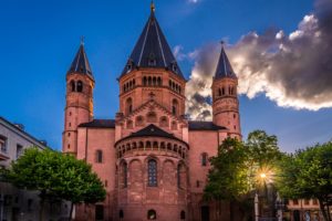 germany, Temples, Trees, Clouds, Mainz, Cities