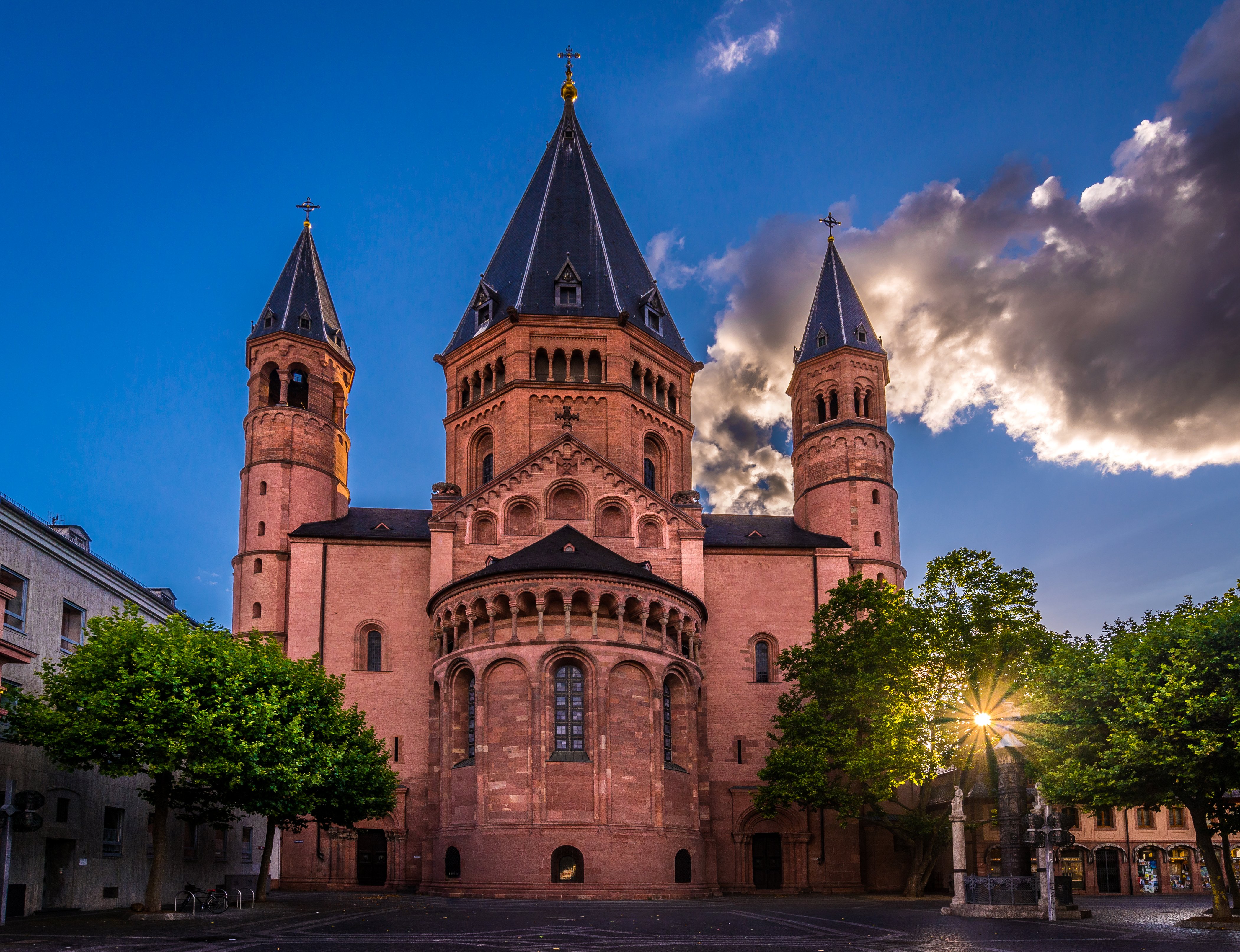 germany, Temples, Trees, Clouds, Mainz, Cities Wallpaper