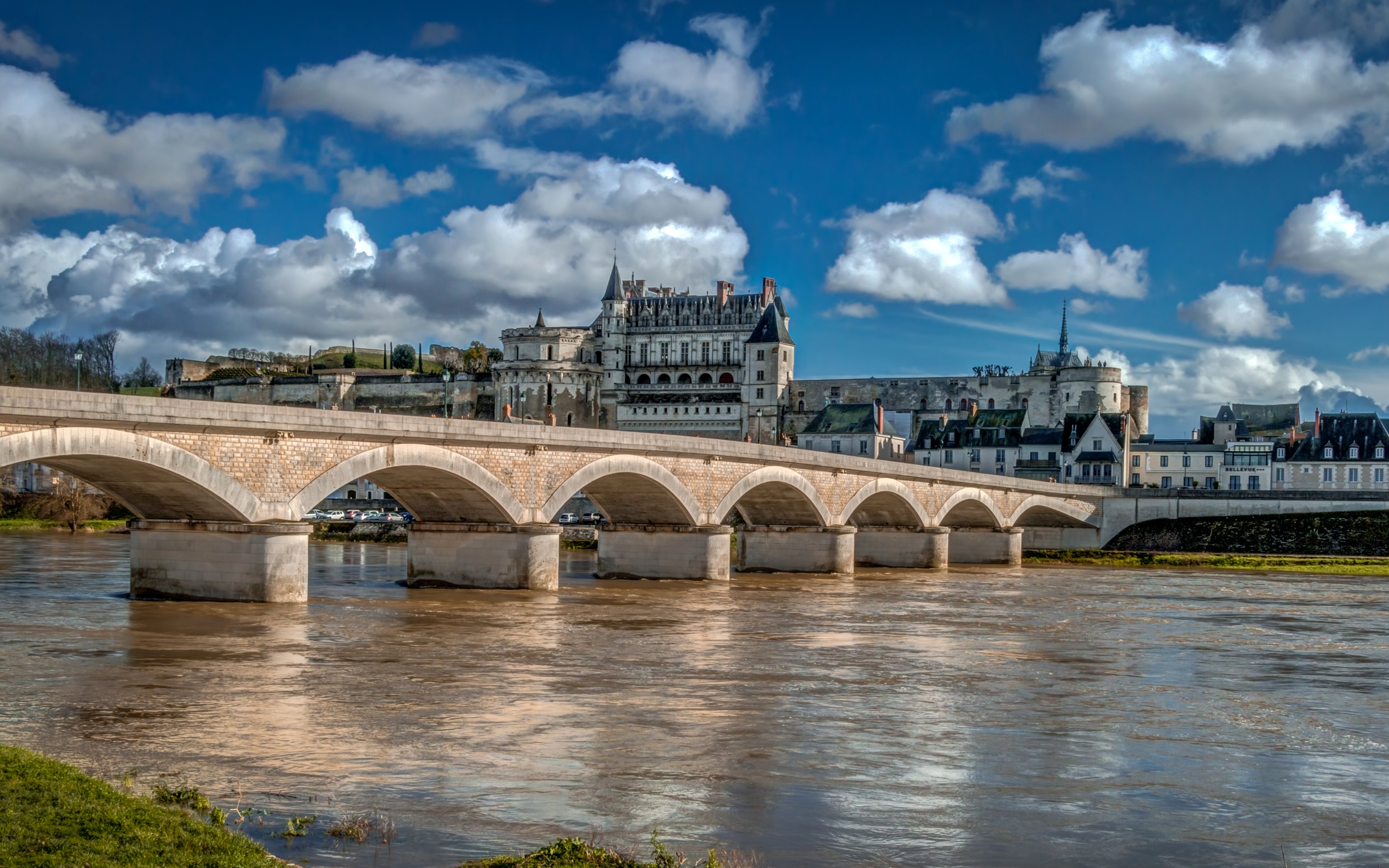 france, Houses, Castles, Rivers, Bridges, Clouds, Amboise, Cities Wallpaper