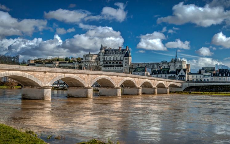 france, Houses, Castles, Rivers, Bridges, Clouds, Amboise, Cities HD Wallpaper Desktop Background