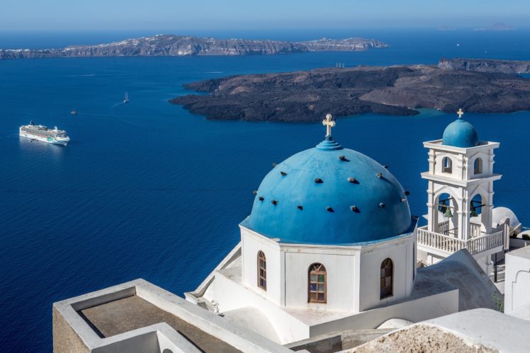 greece, Houses, Sea, Imerovigli, Santorini, Aegean, Church, Of, Ai stratis, Cities HD Wallpaper Desktop Background