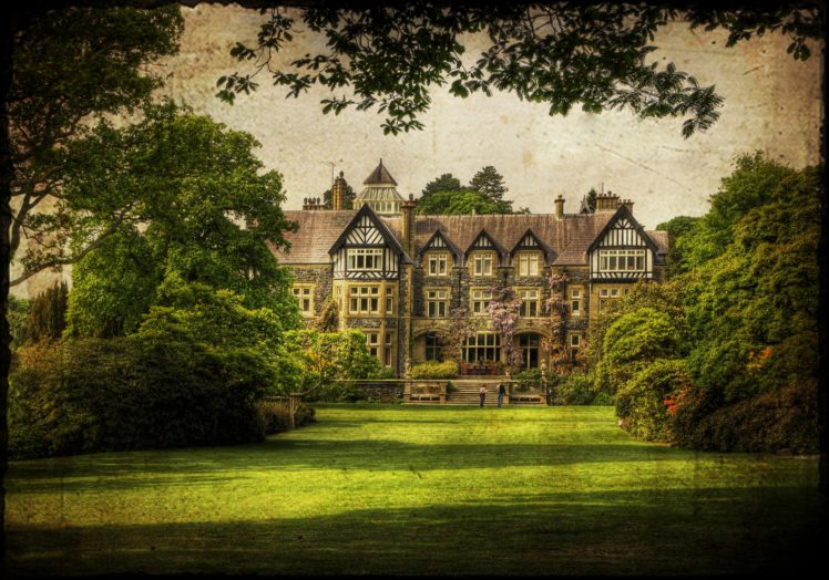 united, Kingdom, Houses, Parks, Lawn, Shrubs, Bodnant, Gardens, Wales, Cities HD Wallpaper Desktop Background