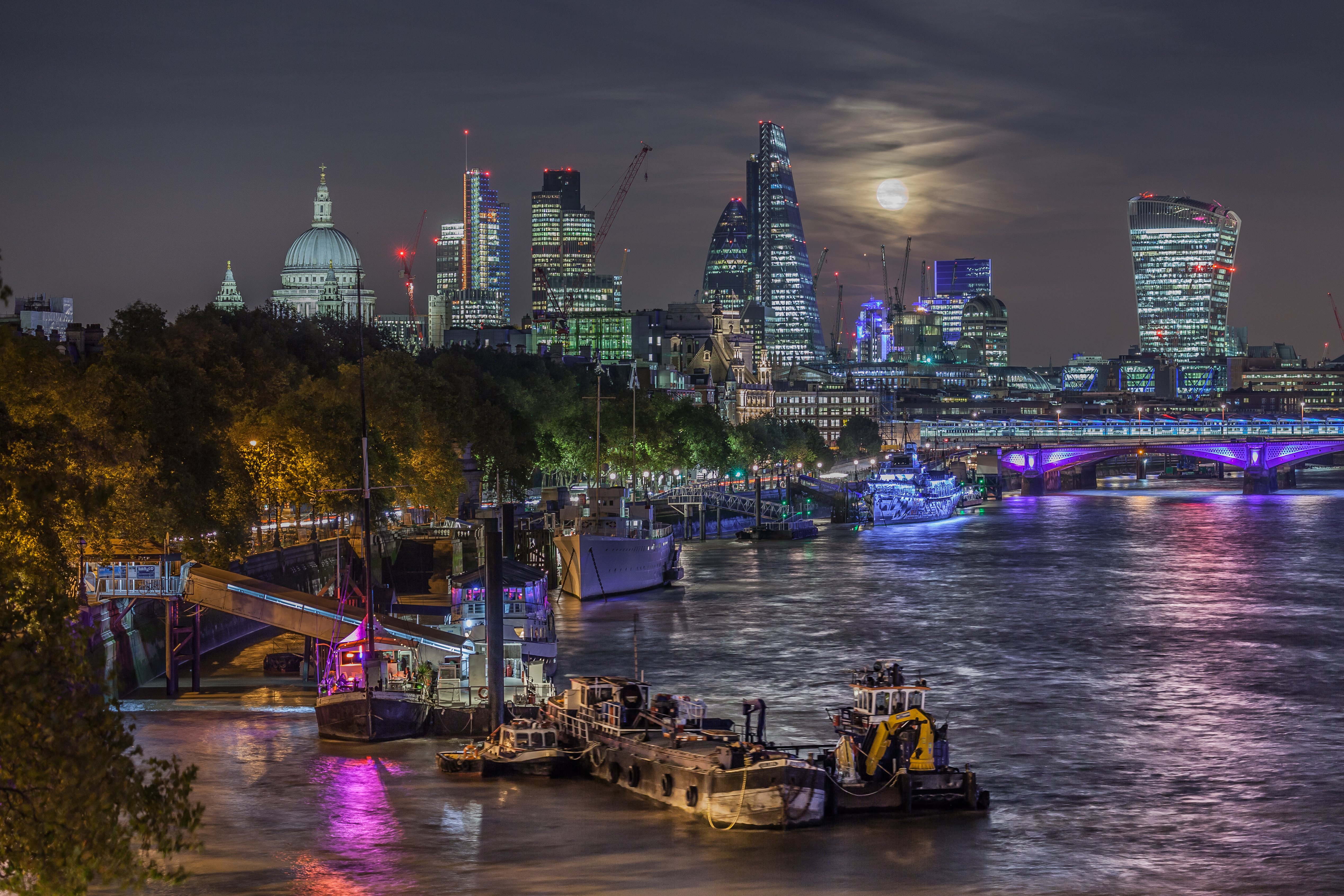 united, Kingdom, Houses, Rivers, Marinas, Ships, Hdr, London, Night, Cities Wallpaper