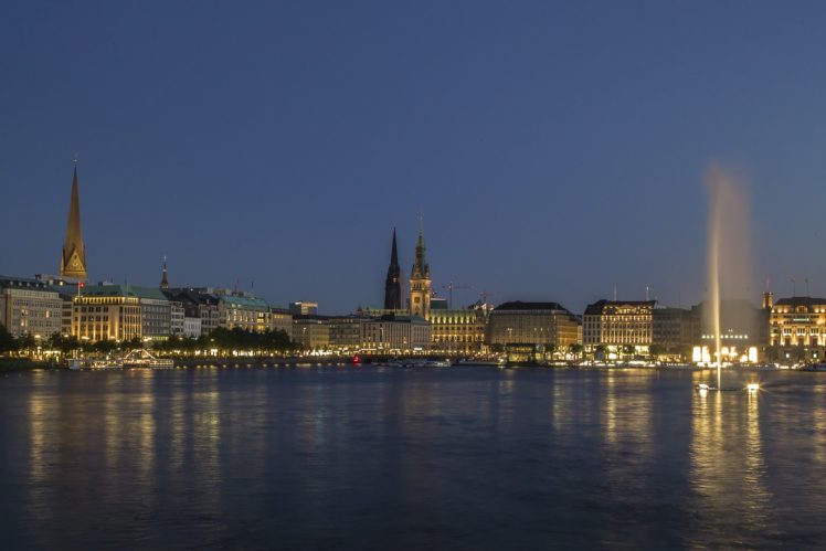 coast, Houses, Evening, Hamburg, Germany, Cities HD Wallpaper Desktop Background