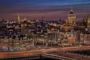 houses, Netherlands, Amsterdam, Night, Cities