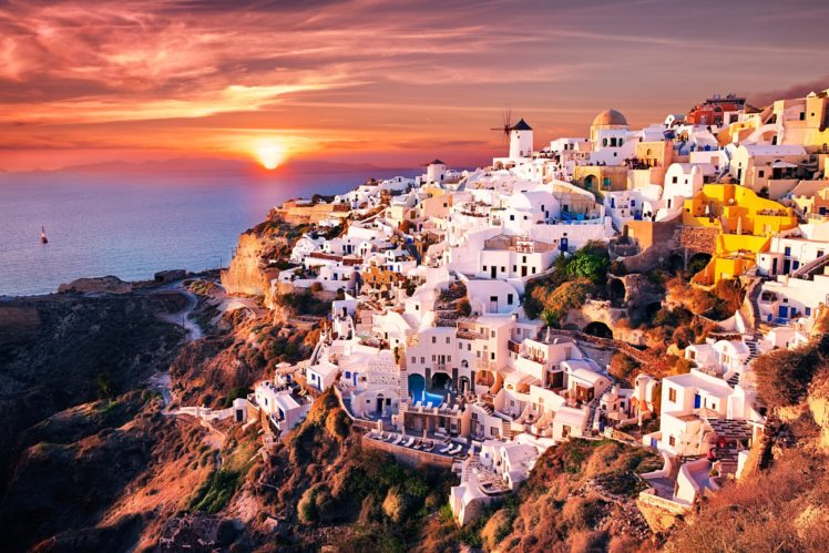 houses, Greece, Oia, Santorini, Cities HD Wallpaper Desktop Background