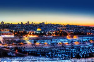 israel, Houses, Temples, Winter, Night, Street, Lights, Jerusalem, Cities