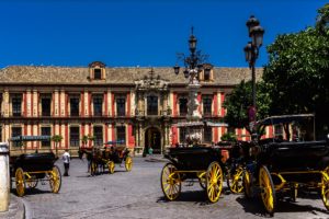spain, Small, Towns, Houses, Carriage, Street, Lights, Santa, Cruz, Seville, Cities
