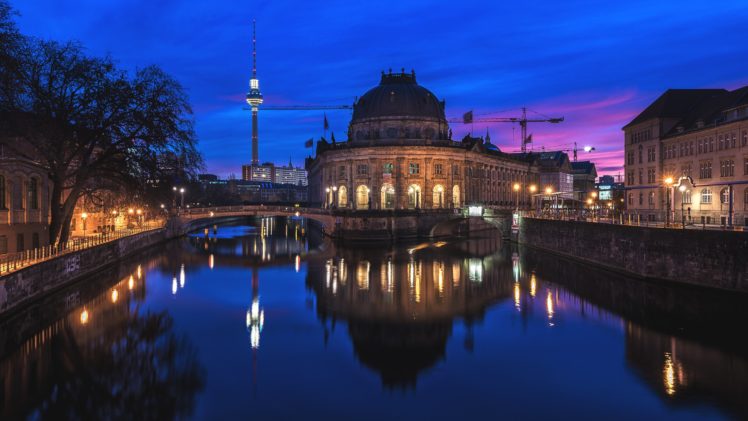 berlin, Germany, Houses, Rivers, Bridges, Night, Bode, Museum, Cities HD Wallpaper Desktop Background
