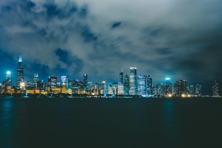coast, Houses, Usa, Chicago, City, Night, Cities HD Wallpaper Desktop Background