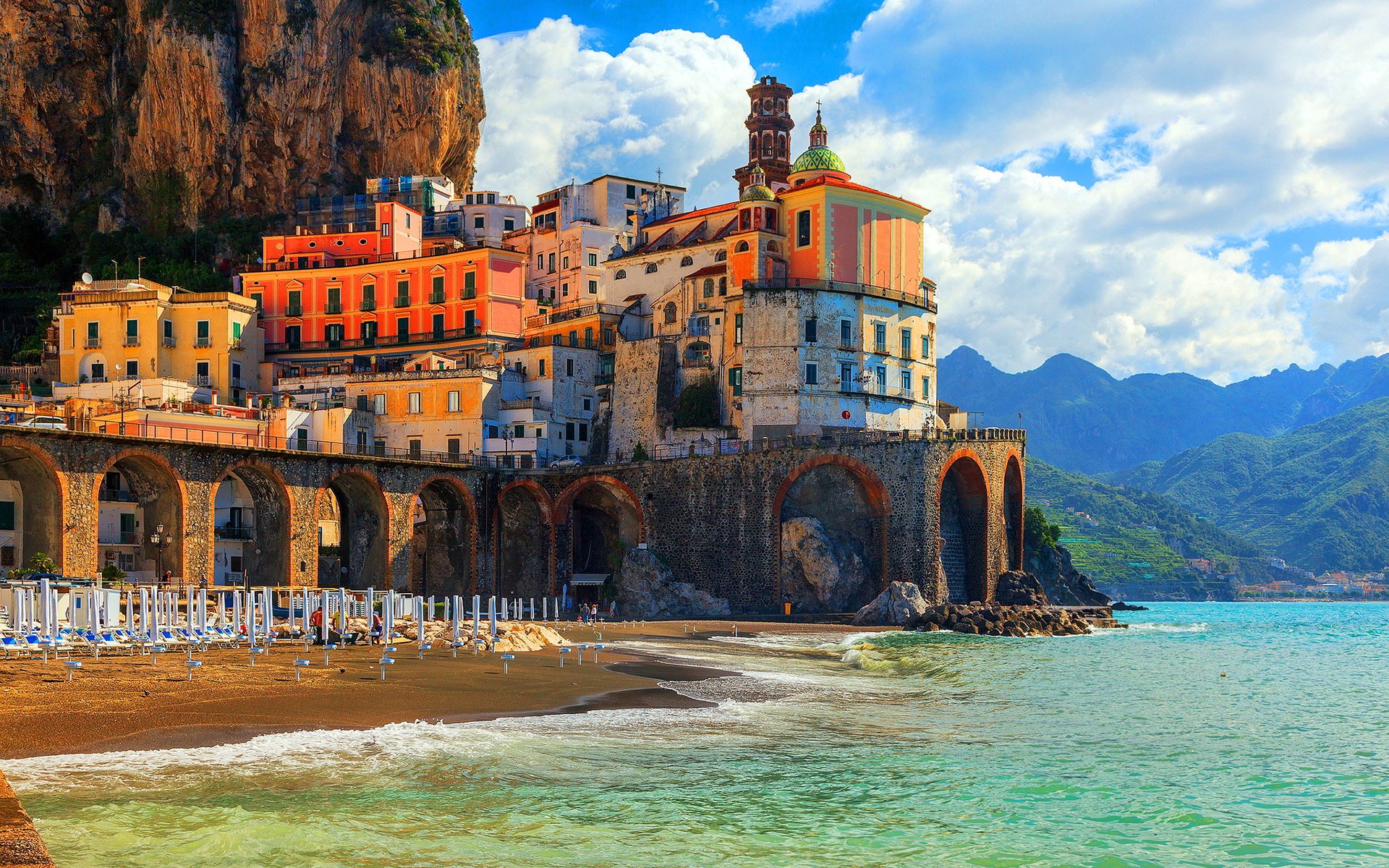 coast, Houses, Italy, Positano, Amalfi, Cities Wallpaper