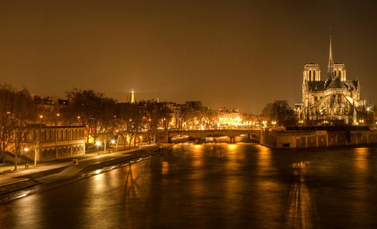 france, Temples, Houses, Rivers, Bridges, Paris, Night, Street, Lights, Cities HD Wallpaper Desktop Background
