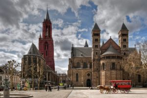 netherlands, Houses, Temples, Street, Carriage, Clouds, Maastricht, Cities