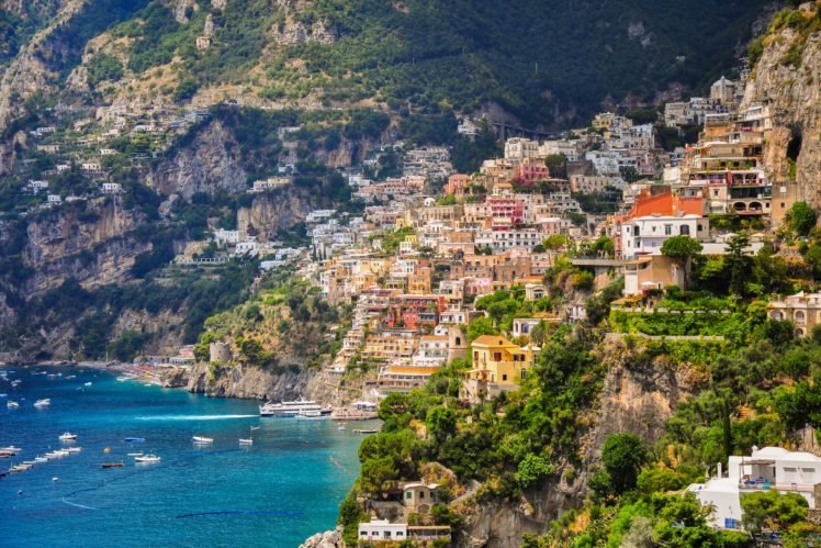italy, Houses, Mountains, Coast, Positano, Cities HD Wallpaper Desktop Background