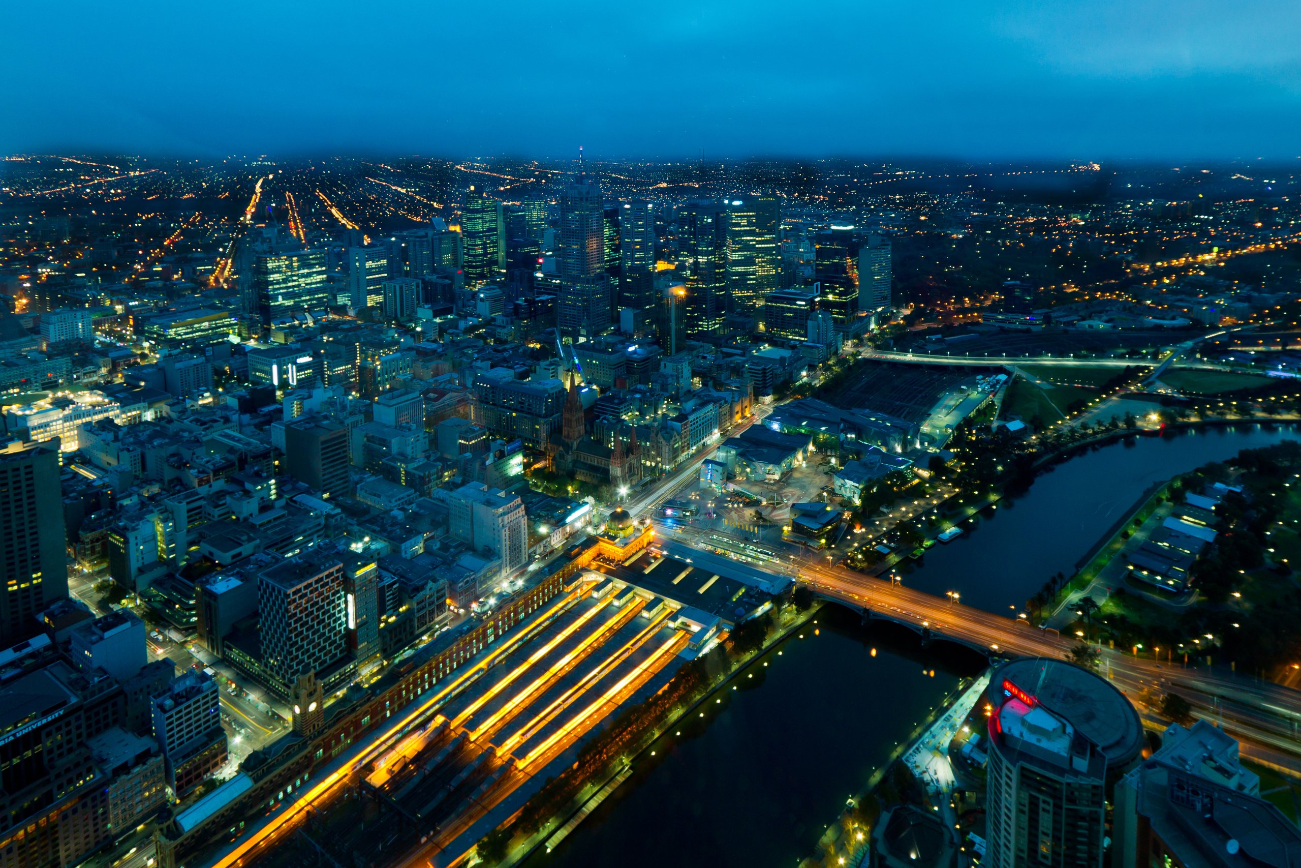bridges, Rivers, Houses, Australia, From, Above, Night, Melbourne, Cities Wallpaper