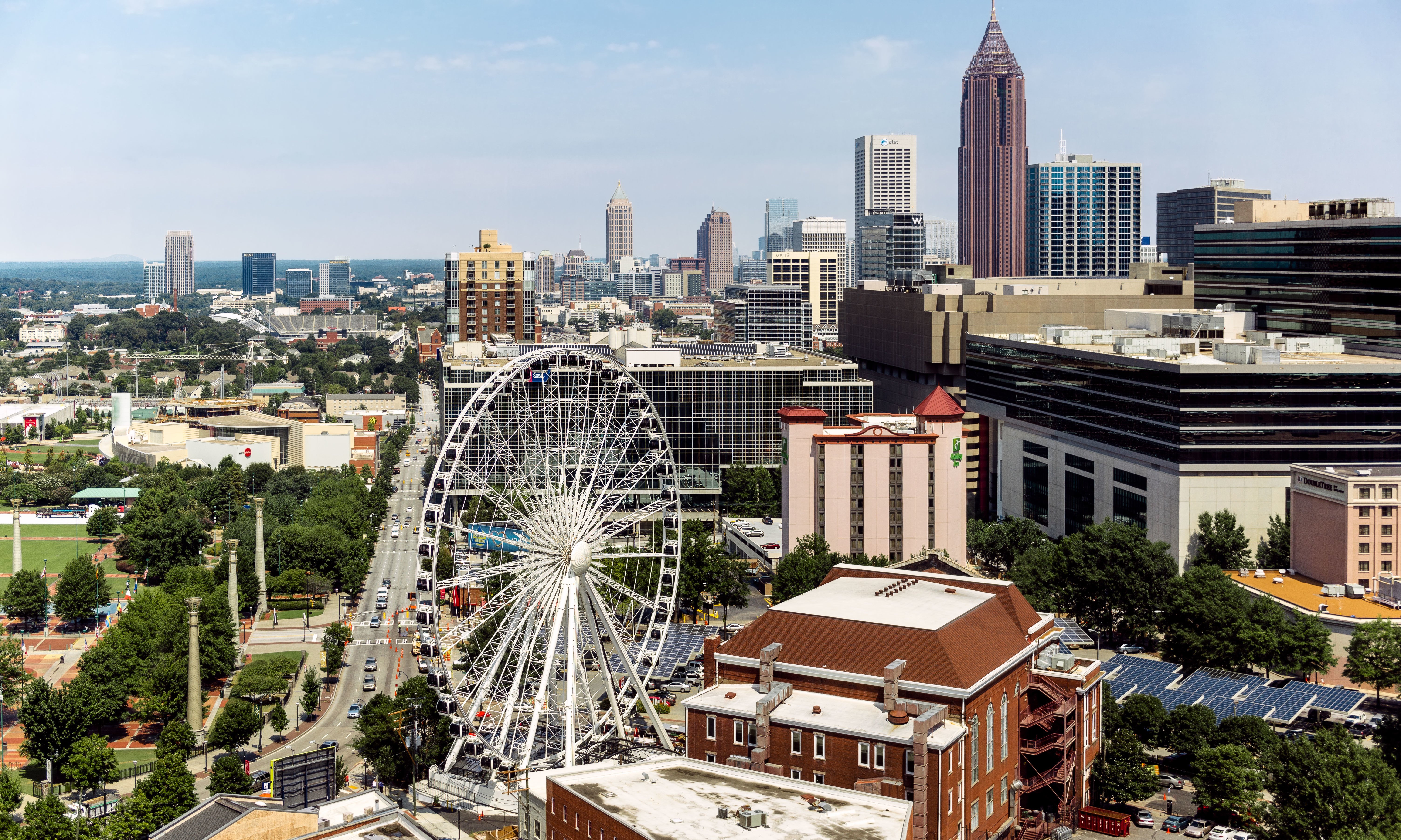 houses, Usa, Ferris, Wheel, Downtown, Atlanta, Georgia, Cities Wallpaper