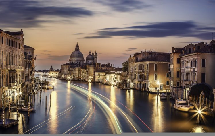 italy, Evening, Houses, Rivers, Canal, Motion, Venice, Cities HD Wallpaper Desktop Background